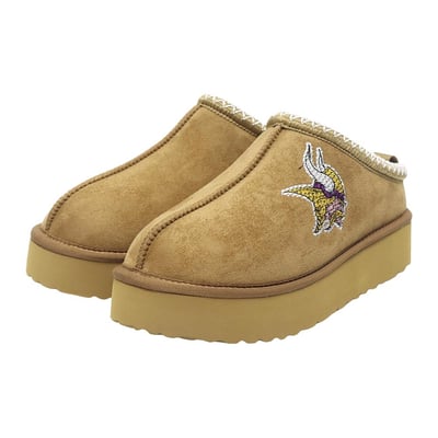 Minnesota Vikings FABGATING by Cuce Women's Chestnut Slip On Boots with Crystal Logo - Tan