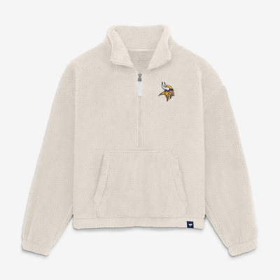 Minnesota Vikings Fanatics Women's Oversized Breakout Sherpa Half-Zip Pullover - Cream