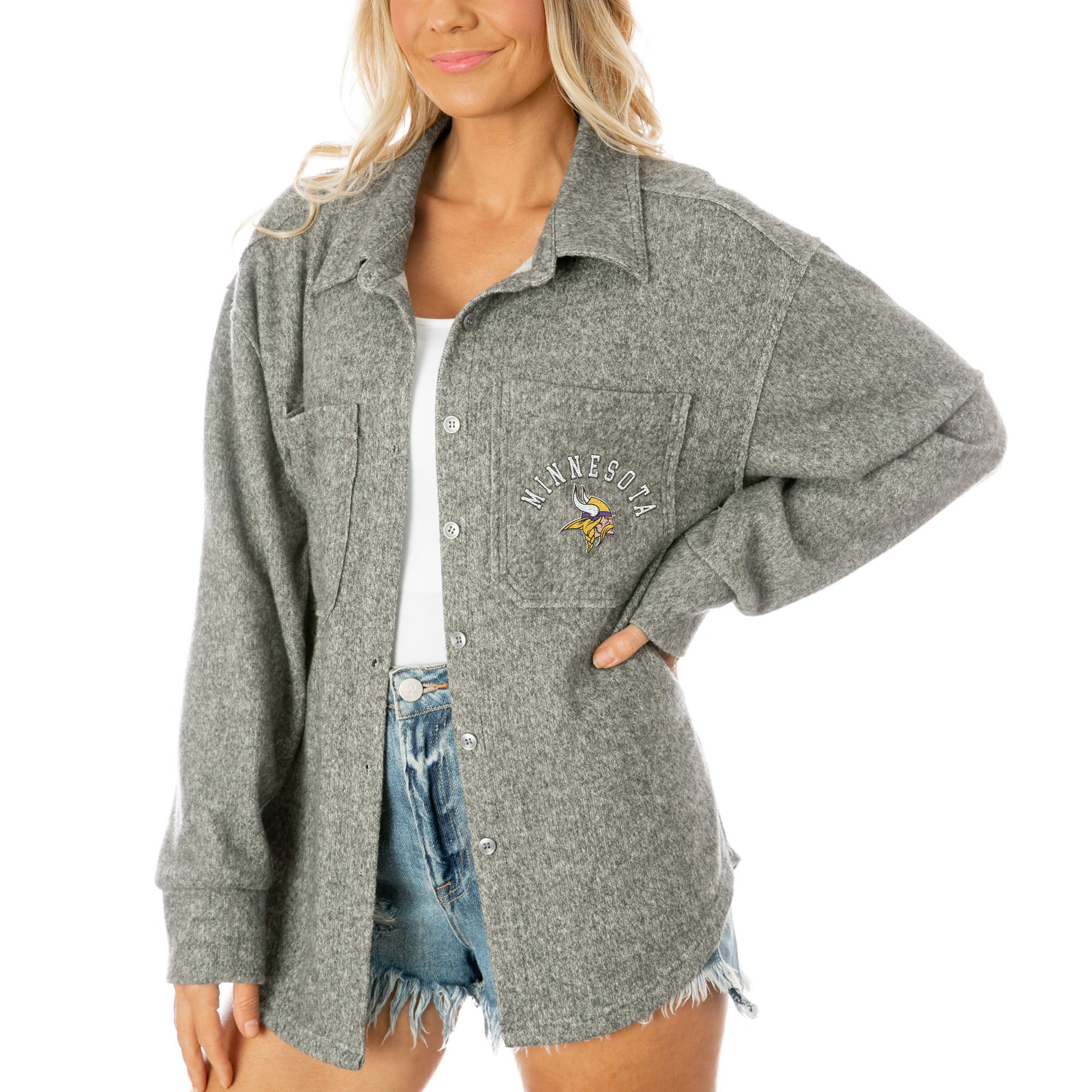 Women's Gameday Couture Gray Minnesota Vikings Oversized Long Pass ...