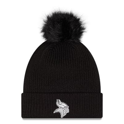 Minnesota Vikings New Era Women's 2026 Salute To Service Cuffed Knit Hat with Pom - Black