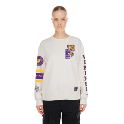  Minnesota Vikings New Era Women's Academic Crewneck Sweatshirt - Cream