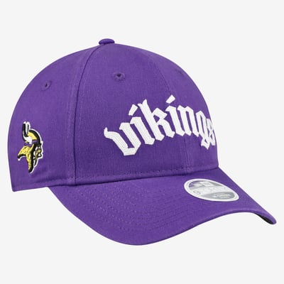 Minnesota Vikings New Era Women's Gothic Font 9FORTY M-Crown Adjustable Hat - Purple

