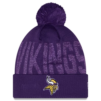 Minnesota Vikings New Era Women's Shimmer Cuffed Knit Hat with Pom - Purple