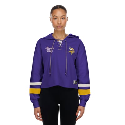 Minnesota Vikings New Era Women's Throwback Lace-Up Hoodie - Purple
