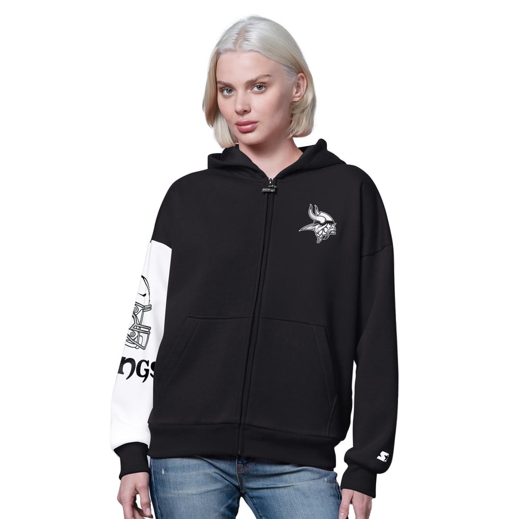  Minnesota Vikings Starter Women's 4th Down Full-Zip Hoodie - Black
