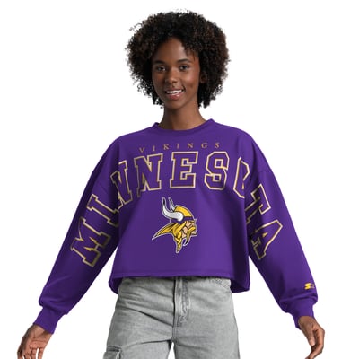 Minnesota Vikings Starter Women's Bleachers Cropped Sweatshirt - Purple