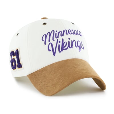 Minnesota Vikings Stoney Clover Lane x '47 Women's Cursive Clean Up Adjustable Hat - Cream/Tan