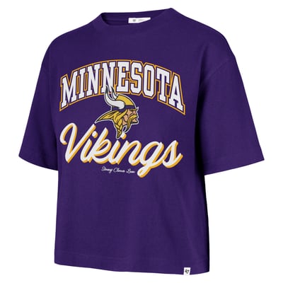 Minnesota Vikings Stoney Clover Lane x '47 Women's Script City Boxy Cropped T-Shirt - Purple
