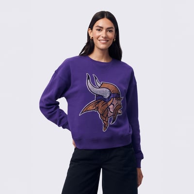  Minnesota Vikings Terez Women's Gemstone Logo Crew - Purple