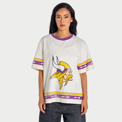  Minnesota Vikings The Wild Collective Women's Oversized Established Boyfriend T-Shirt - Cream