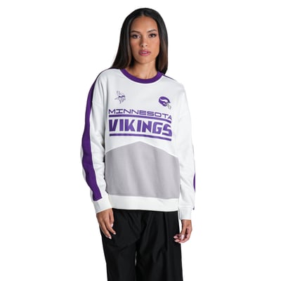  Minnesota Vikings The Wild Collective Women's Chevron Crewneck Sweatshirt - White