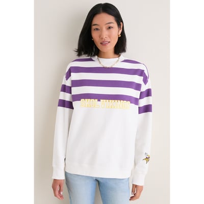 Minnesota Vikings Tuckernuck Women's Stripe Sweatshirt - White/Purple