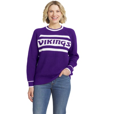  Minnesota Vikings WEAR by Erin Andrews Women's Raglan Shaker Sweater - Purple