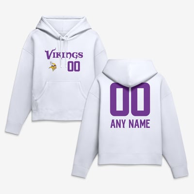 Minnesota Vikings Women's Touchdown Wordmark Personalized Name & Number Hoodie - White