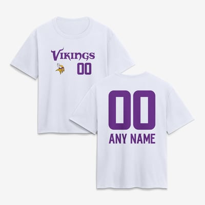 Minnesota Vikings Women's Touchdown Wordmark Personalized Name & Number T-Shirt - White