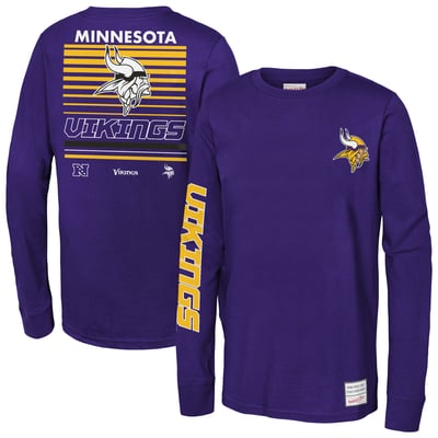 Minnesota Vikings Mitchell & Ness Youth Triple Play Long Sleeve T-Shirt - Purple