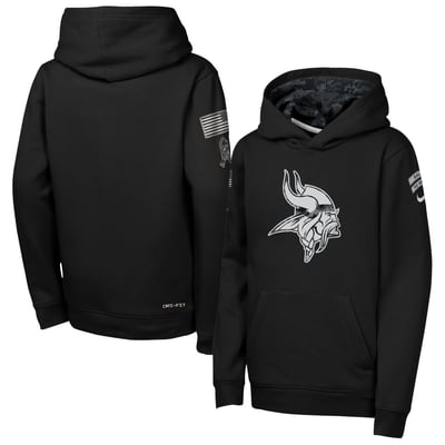  Minnesota Vikings Nike Youth 2026 Salute to Service Club Fleece Pullover Hoodie  - Black