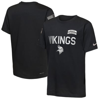 Minnesota Vikings Nike Youth 2026 Salute to Service Sideline Dri-FIT T-Shirt  - Black