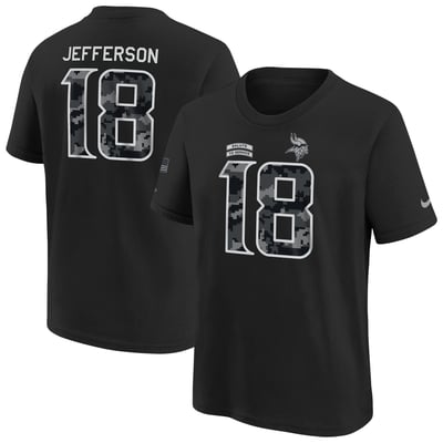 Justin Jefferson Minnesota Vikings Nike Youth 2026 Salute to Service Name & Number T-Shirt  - Black