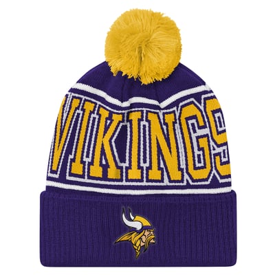 Minnesota Vikings Outerstuff Youth Highlight Cuffed Knit Hat with Pom - Purple