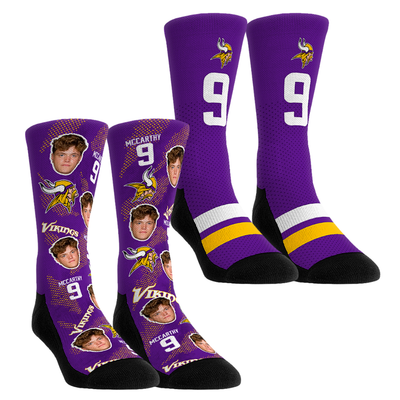 J.J. McCarthy Minnesota Vikings Rock Em Youth Player Football Guy Two-Pack Crew Sock Set