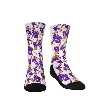 Justin Jefferson Minnesota Vikings Rock Em Youth Player Celebration Crew Socks - 