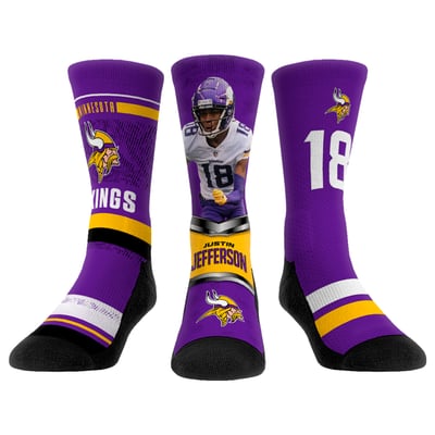 Justin Jefferson Minnesota Vikings Rock Em Youth Three-Pack Crew Socks Set - 