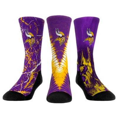  Minnesota Vikings Rock Em Youth 3-Pack Crew Socks Set - 