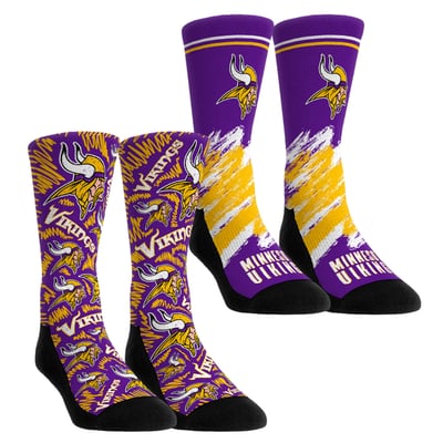  Minnesota Vikings Rock Em Youth Throwback Two-Pack Crew Socks Set - Purple
