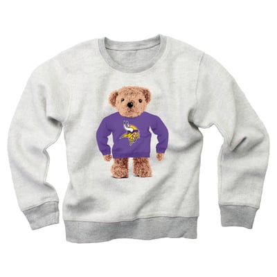 Minnesota Vikings Wes & Willy Youth Reverse Fleece Teddy Bear Sweatshirt - Gray
