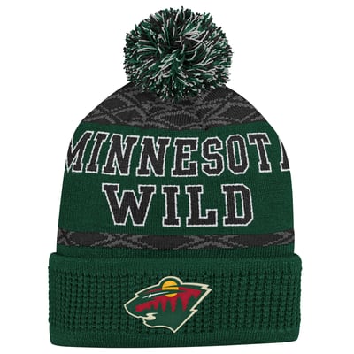 Minnesota Wild  Puck Cuffed Knit Hat with Pom - Green