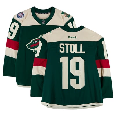 Jarret Stoll Minnesota Wild Fanatics Authentic Practice-Used #19 Green Jersey vs. Chicago Blackhawks on February 21, 2016 