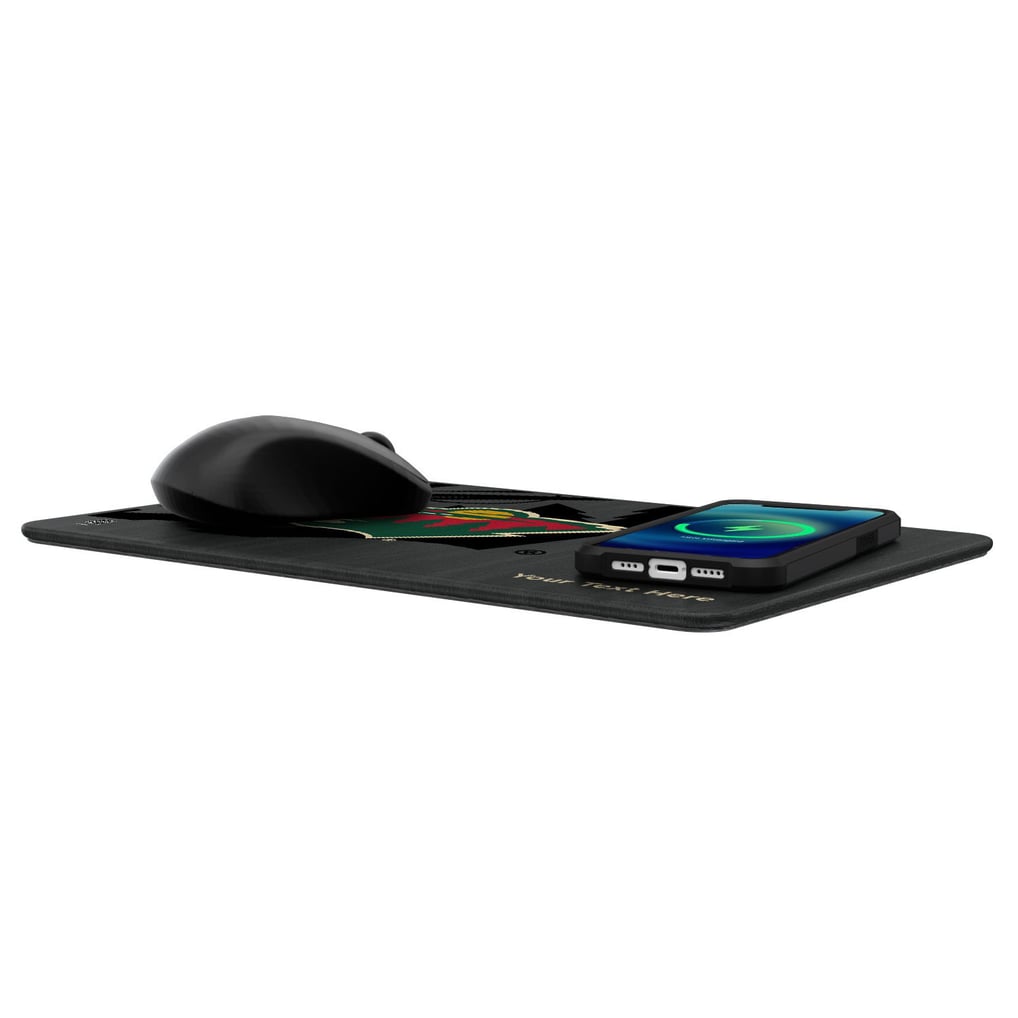 Minnesota Wild Keyscaper Personalized 15W Fast Wireless Charger and Mouse Pad