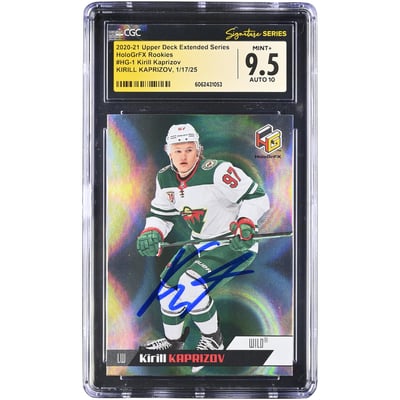 Kirill Kaprizov Minnesota Wild Autographed 2020-21 Upper Deck Extended Series HoloGrFx #HG-1 CGC Fanatics Witnessed Authenticated 9.5/10 Rookie Card 