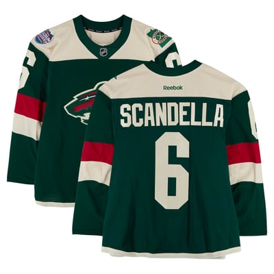 Marco Scandella Minnesota Wild Fanatics Authentic Practice-Used #6 Green Jersey vs. Chicago Blackhawks on February 21, 2016 