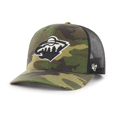 Minnesota Wild '47 Trucker Snapback Hat - Camo/Black
