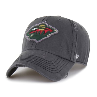  Minnesota Wild '47 Weathered Clean Up Adjustable Hat - Charcoal