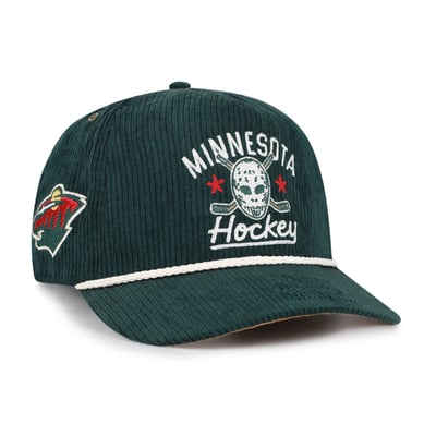 Minnesota Wild '47 Hockey Mask Corduroy Rope Hitch Adjustable Hat - Green