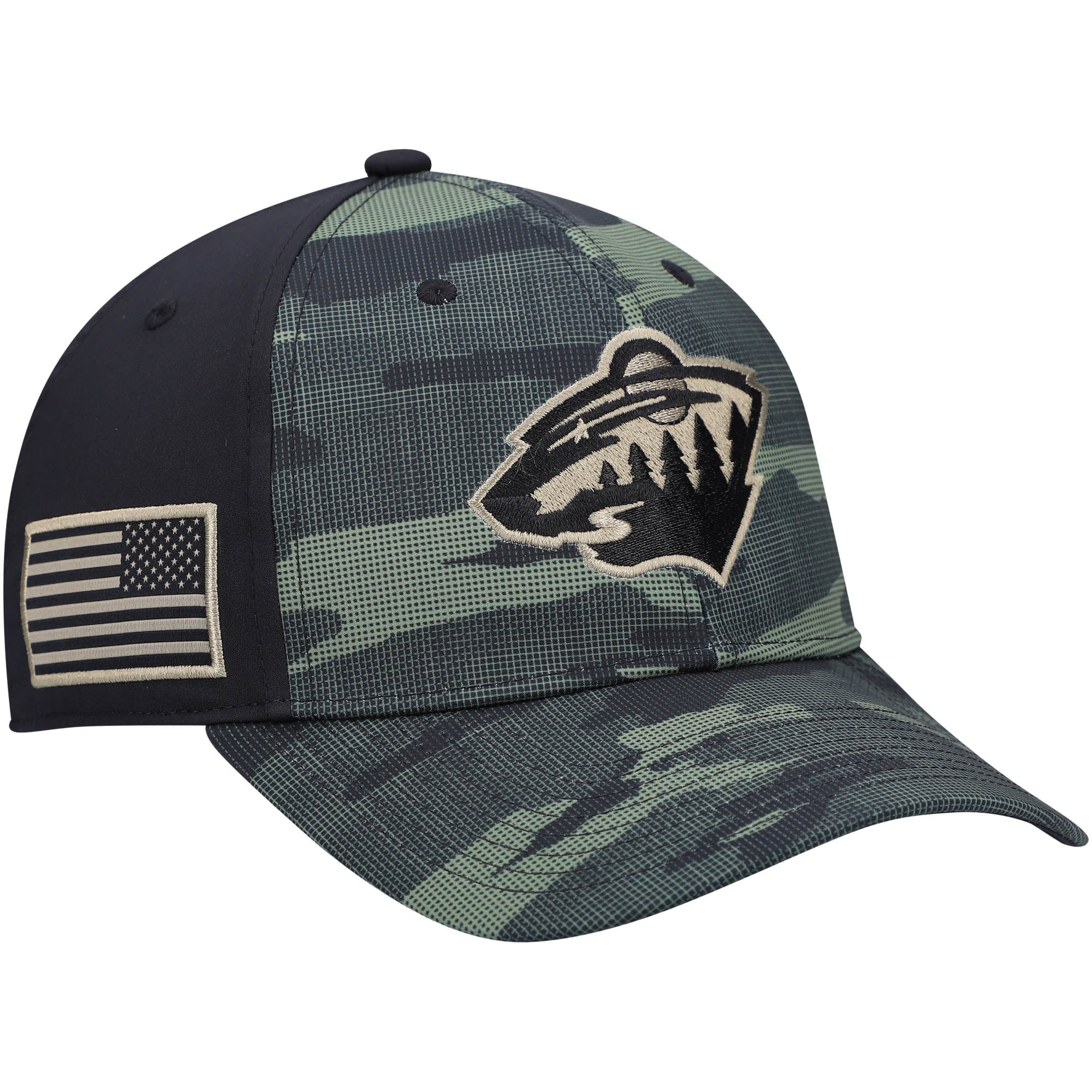 Men's Minnesota Wild adidas Camo/Black Military Appreciation Flex Hat