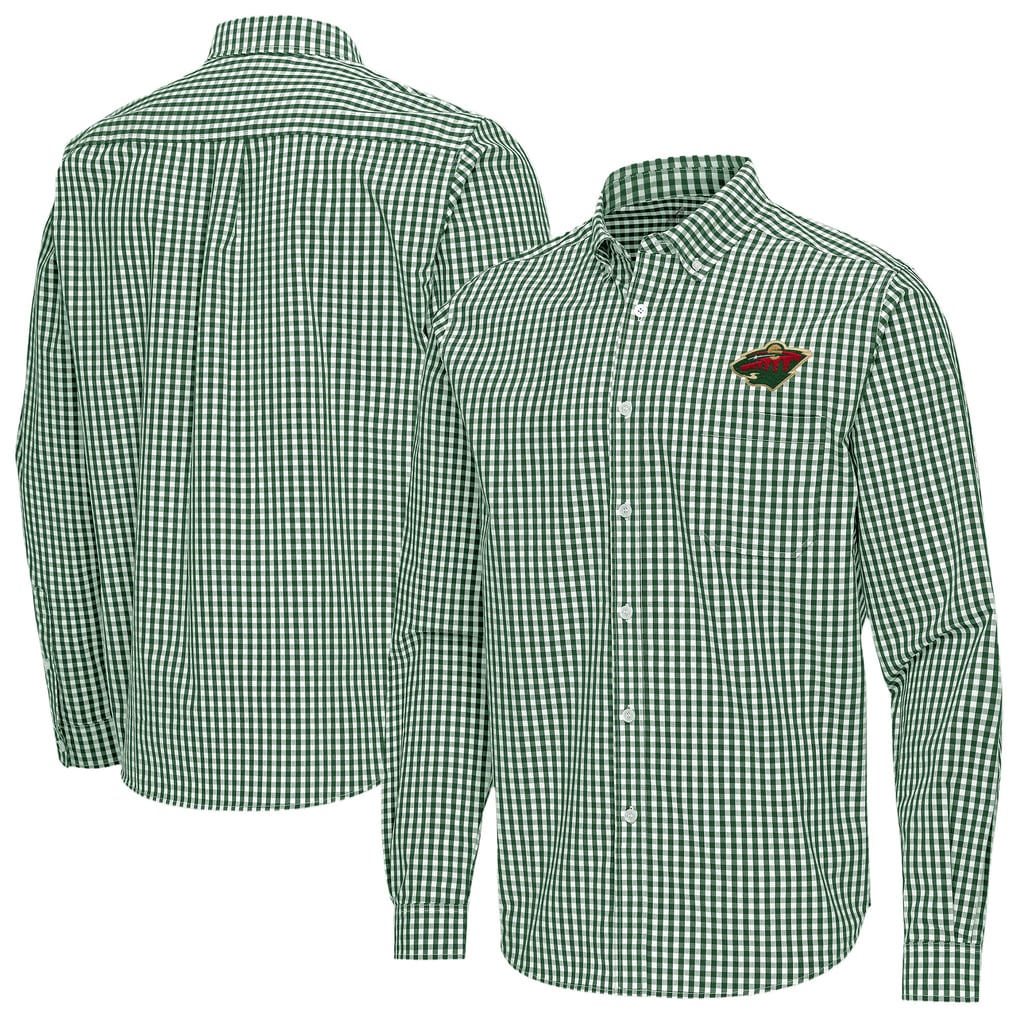 Minnesota Wild Antigua Ellis Tri-Blend Long Sleeve Button-Down Shirt - Green