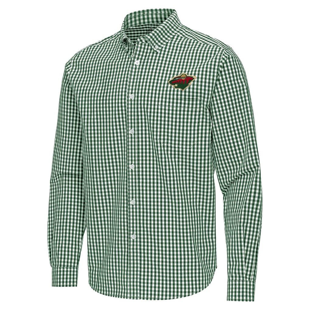 Minnesota Wild Antigua Ellis Tri-Blend Long Sleeve Button-Down Shirt - Green