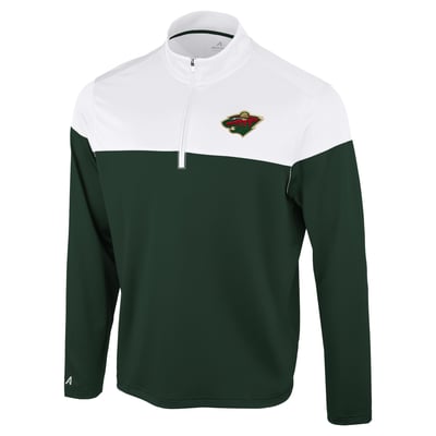 Minnesota Wild Antigua Hinder Quarter-Zip Pullover - Hunter Green/White