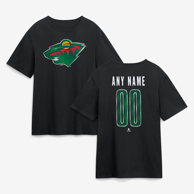 Minnesota Wild Big & Tall Forged Mascot Personalized Name & Number T-Shirt - Black
