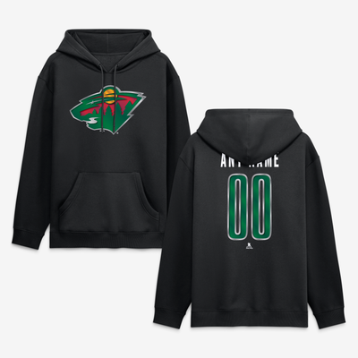 Minnesota Wild  Forged Mascot Personalized Name & Number Hoodie - Black