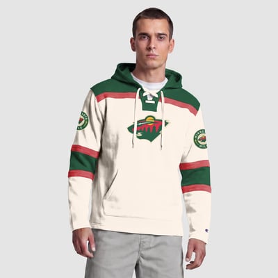  Minnesota Wild Champion Lacer Fleece Hockey Hoodie - White