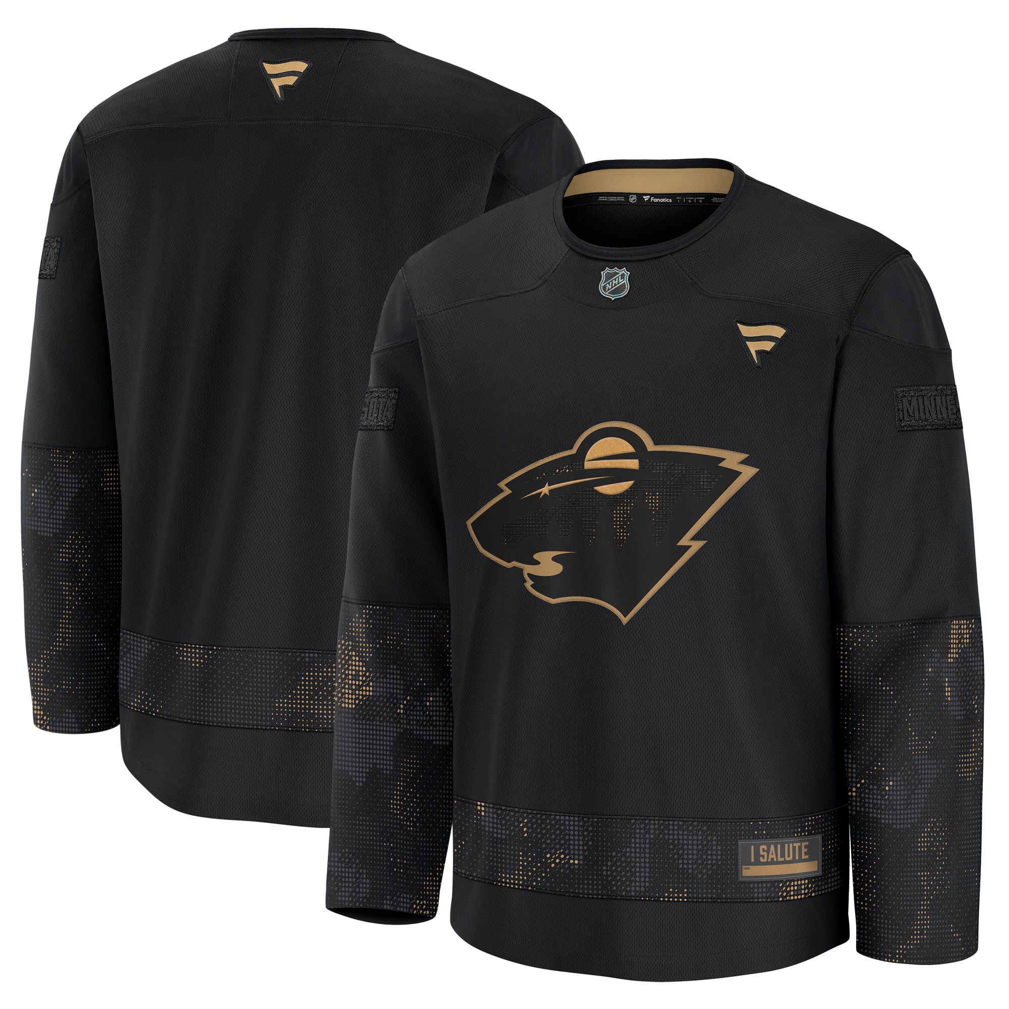 Men's Minnesota Wild Fanatics Black Military Appreciation Practice Jersey