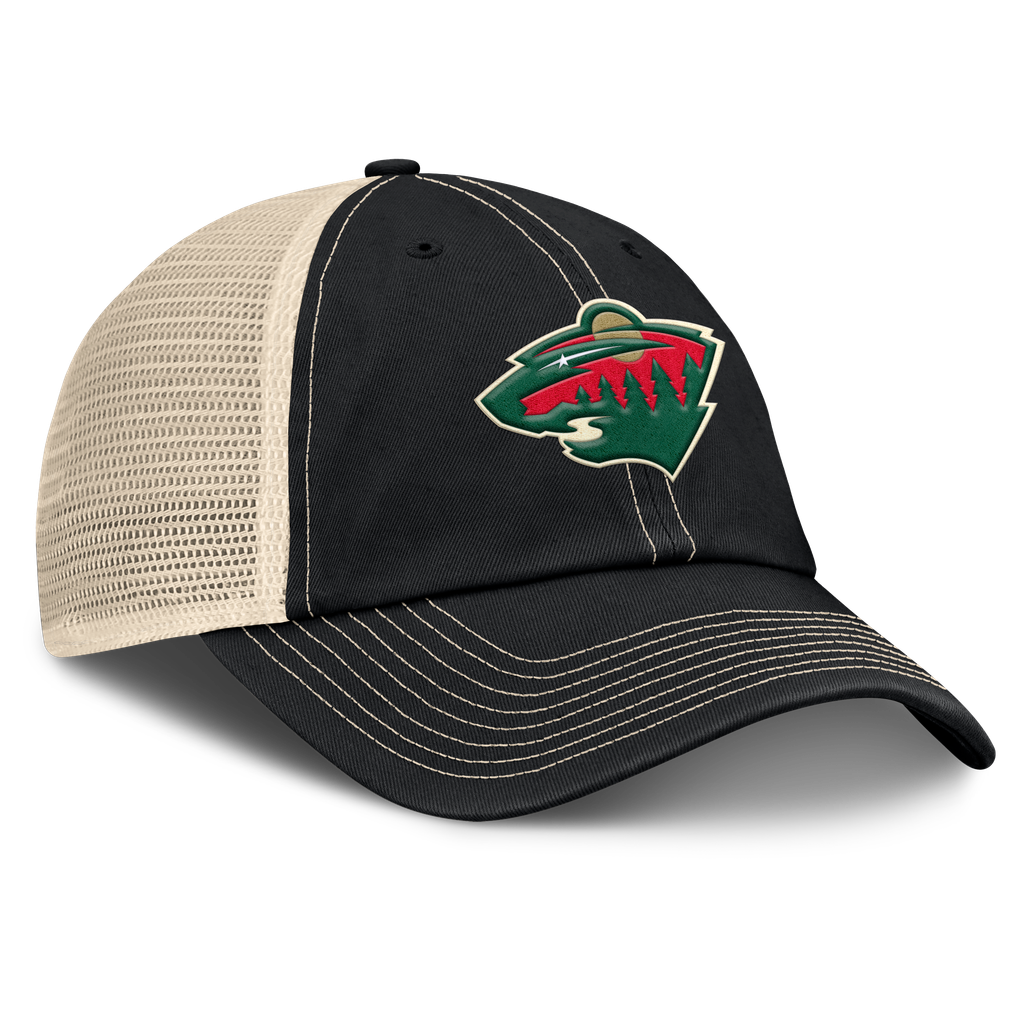 Minnesota Wild Fanatics Rival Trucker Adjustable Hat - Black/Natural