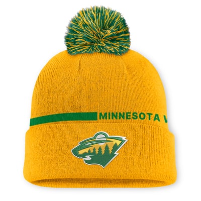 Minnesota Wild Fanatics Authentic Pro Alternate Cuffed Knit Hat with Pom - Gold