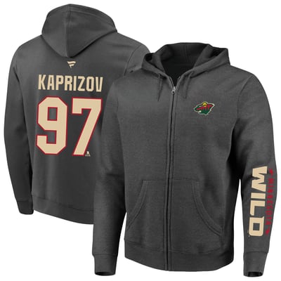 Kirill Kaprizov Minnesota Wild Fanatics Big & Tall Full-Zip Player Hoodie - Charcoal