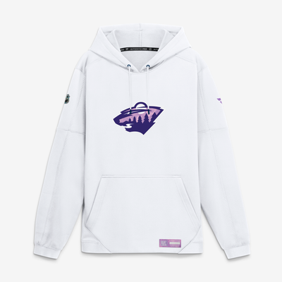  Minnesota Wild Fanatics Authentic Pro Hockey Fights Cancer Rink Fleece Hoodie - White